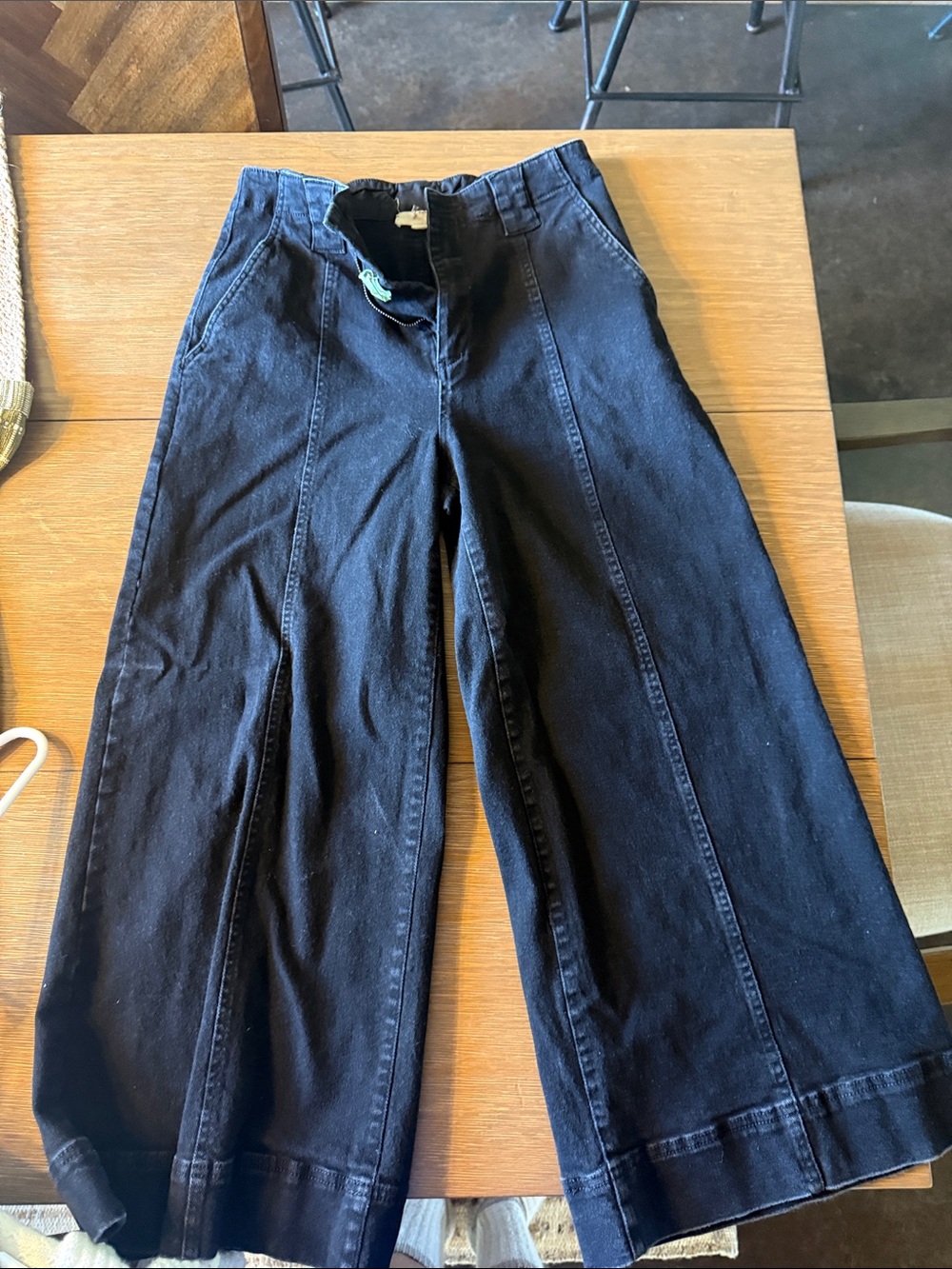 entro Black Wide-Leg Flare Jeans
